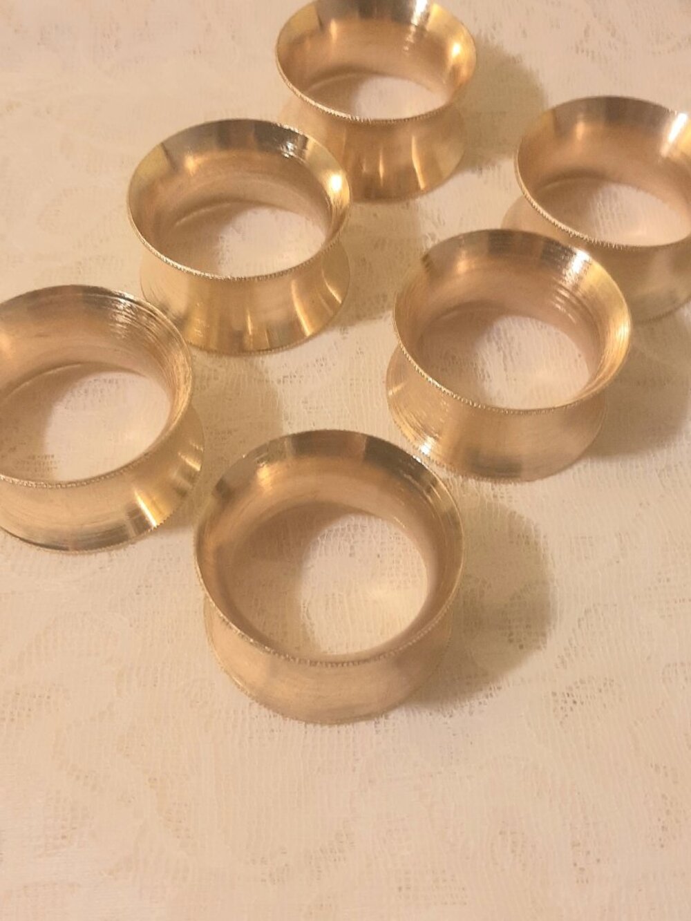Set of 6 Brushed Gold Metal Napkin Rings